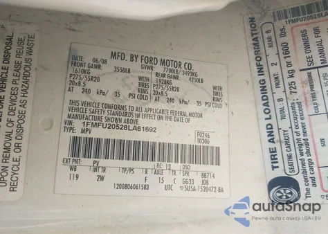 2008 Ford Expedition Limited from USA, damaged, VIN 1FMFU20528LA81692